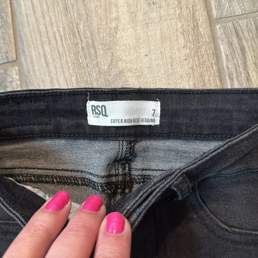 RSQ Girls Super High Rise Jeggings Black Distressed Size‎ 8 NWT